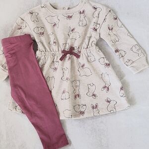 New bunny print dress with tights/leggings